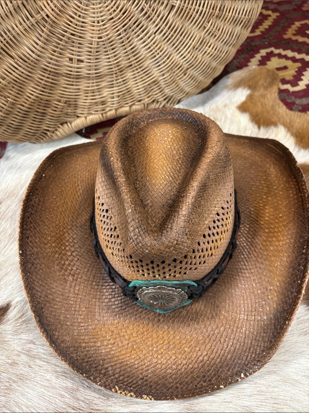 Stampede straw, cowboy hat, size small - Picture 3 of 6